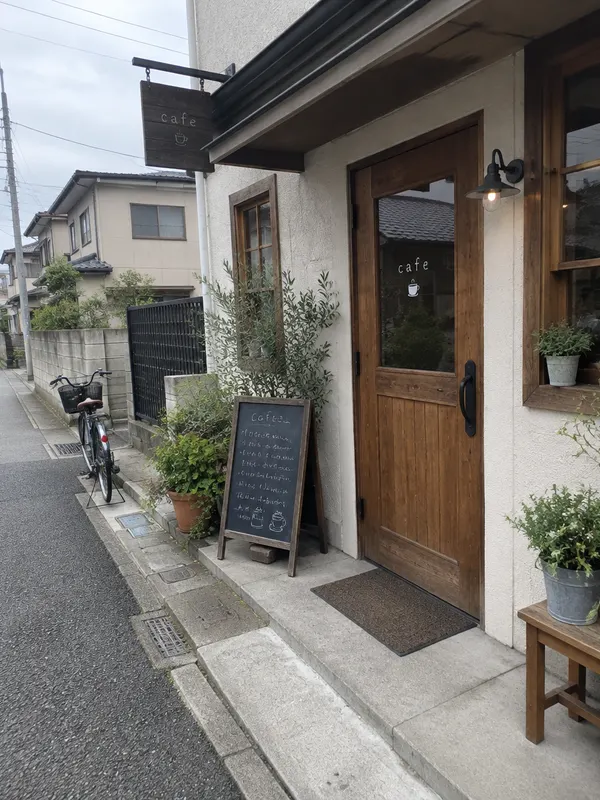 見本の素材写真：カフェの店先